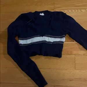 Garage Navy Ribbed Knit Sweater